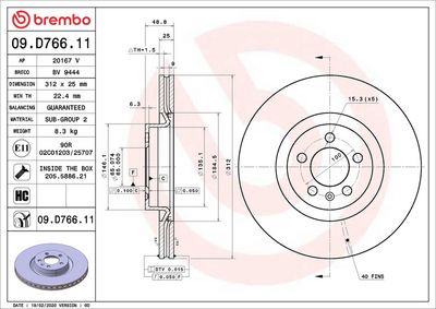 Bremžu diski BREMBO 09.D766.11