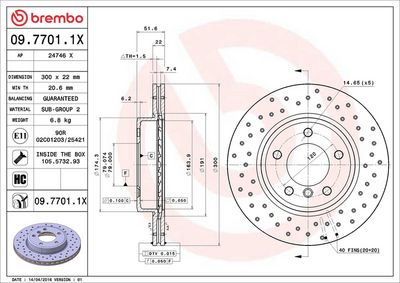 Тормозной диск BREMBO 09.7701.1X