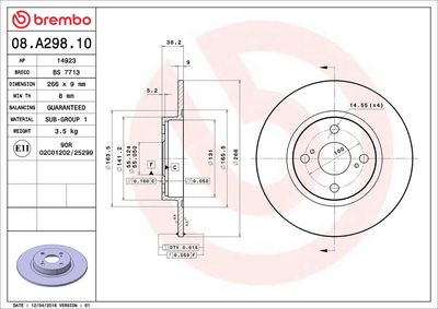 Тормозной диск BREMBO 08.A298.10