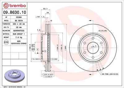 Bremžu diski BREMBO 09.B630.10