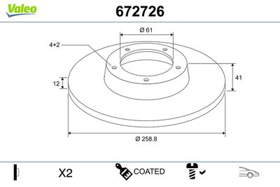 Тормозной диск VALEO 672726
