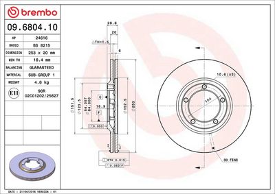 Bremžu diski BREMBO 09.6804.10