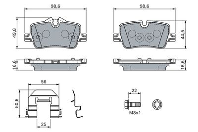 Bremžu uzliku kompl., Disku bremzes BOSCH 0 986 460 145