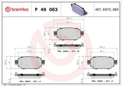 Bremžu uzliku kompl., Disku bremzes BREMBO P 49 063