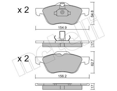 Bremžu uzliku kompl., Disku bremzes METELLI 22-0489-0