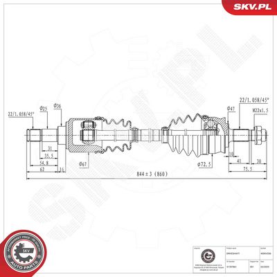 Приводной вал ESEN SKV 40SKV356