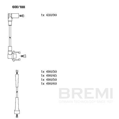 Комплект проводов зажигания BREMI 600/188