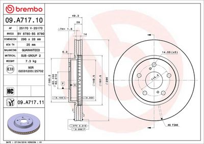 Bremžu diski BREMBO 09.A717.10