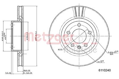 Тормозной диск METZGER 6110240