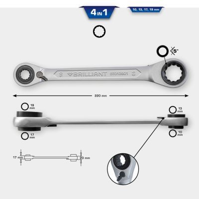 Divpusēja gredzenveida atslēga ar sprūdmehānismu KS TOOLS BT013901