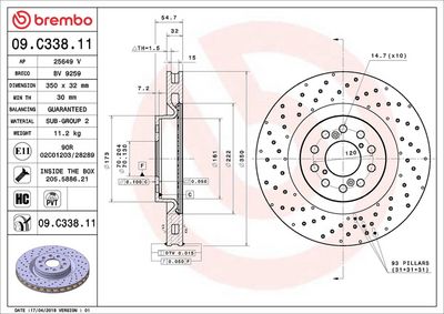 Тормозной диск BREMBO 09.C338.11