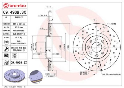 Тормозной диск BREMBO 09.4939.3X