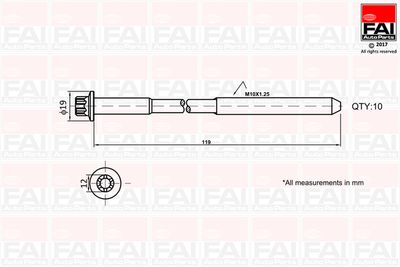Cilindru galvas skrūvju komplekts FAI AUTOPARTS B1321