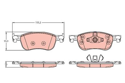 Bremžu uzliku kompl., Disku bremzes TRW GDB2186