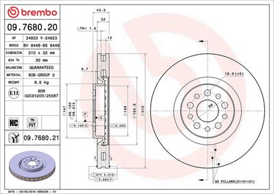 Тормозной диск BREMBO 09.7680.21