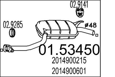 Vidējais izpl. gāzu trokšņa slāpētājs MTS 01.53450