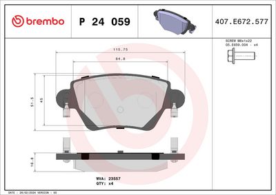 Bremžu uzliku kompl., Disku bremzes BREMBO P 24 059