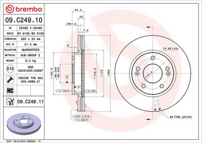Тормозной диск BREMBO 09.C249.11