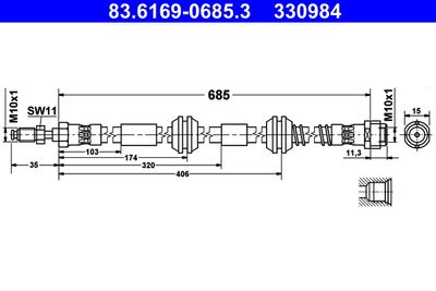 Тормозной шланг ATE 83.6169-0685.3