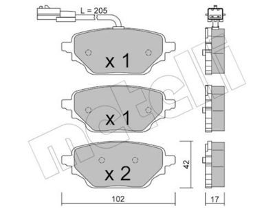 Bremžu uzliku kompl., Disku bremzes METELLI 22-1352-1