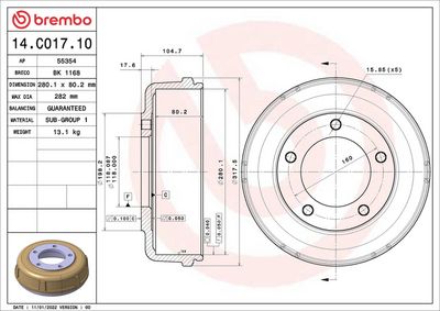 Bremžu trumulis BREMBO 14.C017.10