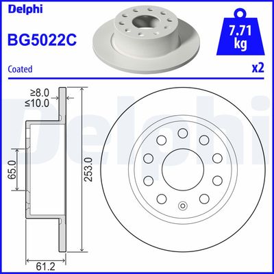 Тормозной диск DELPHI BG5022C