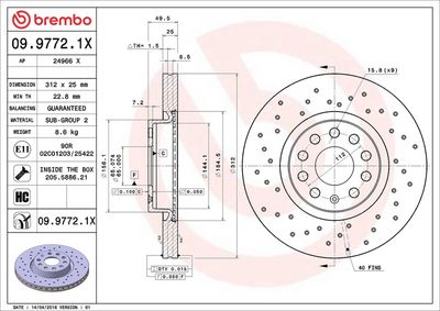 Тормозной диск BREMBO 09.9772.1X