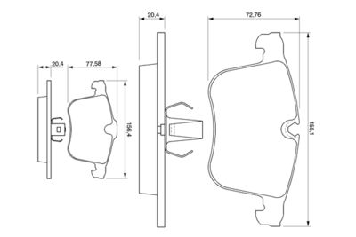 Bremžu uzliku kompl., Disku bremzes BOSCH 0986424743