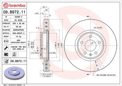 Тормозной диск BREMBO 09.B972.11