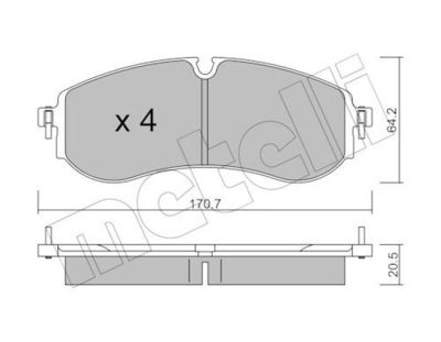 Bremžu uzliku kompl., Disku bremzes METELLI 22-1263-0