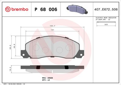 Bremžu uzliku kompl., Disku bremzes BREMBO P 68 006