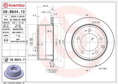 Тормозной диск BREMBO 09.B644.11