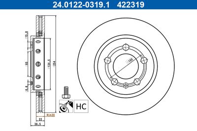 Bremžu diski ATE 24.0122-0319.1