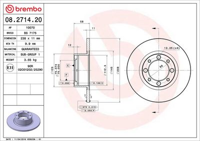 Bremžu diski BREMBO 08.2714.20