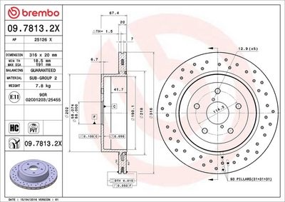 Тормозной диск BREMBO 09.7813.2X