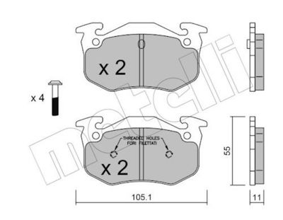 Комплект тормозных колодок, дисковый тормоз METELLI 22-0038-1