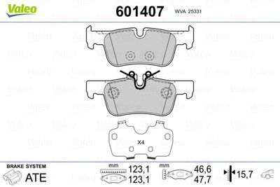 Bremžu uzliku kompl., Disku bremzes VALEO 601407