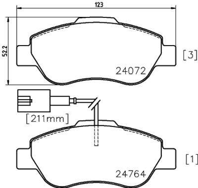 Bremžu uzliku kompl., Disku bremzes HELLA PAGID 8DB 355 014-471