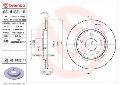 Тормозной диск BREMBO 08.N123.11