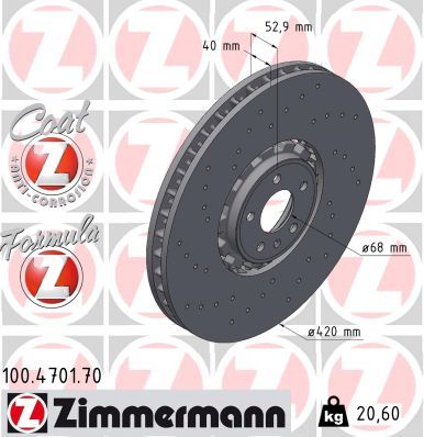Bremžu diski ZIMMERMANN 100.4701.70