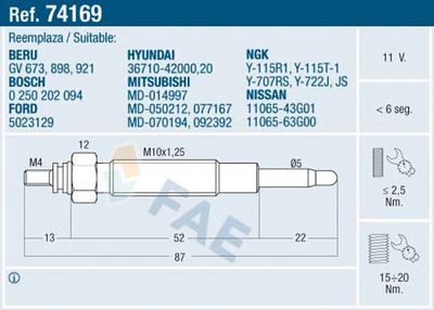 Свеча накаливания FAE 74169