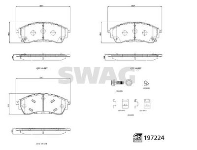Bremžu uzliku kompl., Disku bremzes SWAG 33 11 2511