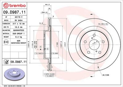 Тормозной диск BREMBO 09.D987.11