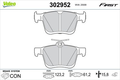 Bremžu uzliku kompl., Disku bremzes VALEO 302952