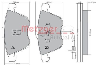 Комплект тормозных колодок, дисковый тормоз METZGER 1170268