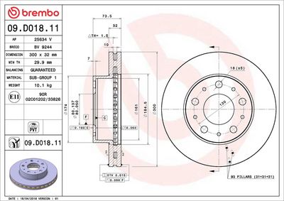 Тормозной диск BREMBO 09.D018.11