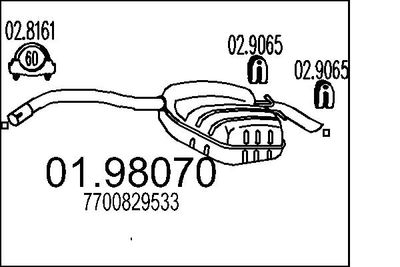 Глушитель выхлопных газов конечный MTS 01.98070