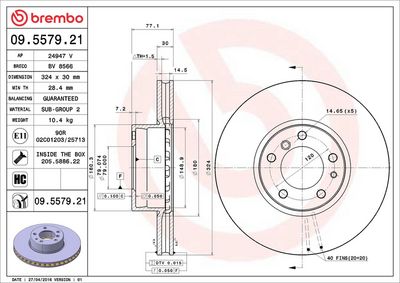 Тормозной диск BREMBO 09.5579.21