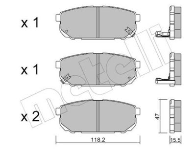 Bremžu uzliku kompl., Disku bremzes METELLI 22-0516-0
