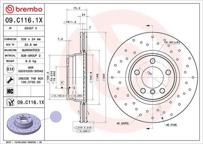Тормозной диск BREMBO 09.C116.1X